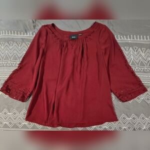 Maeve Teni Burgundy Cut Out Blouse Size 12